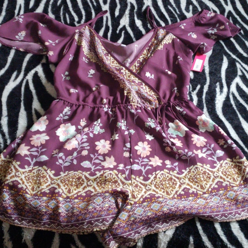 Purple floral romper